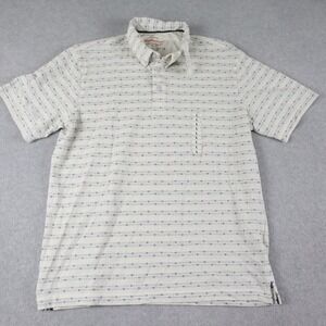 Weatherproof Vintage Polo Shirt Mens Large Casual Cream Striped Short Sleeve NWT